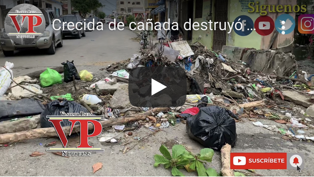 Crecida cañada grande destruye alcantarillado y pavimento calle Sánchez  SFM