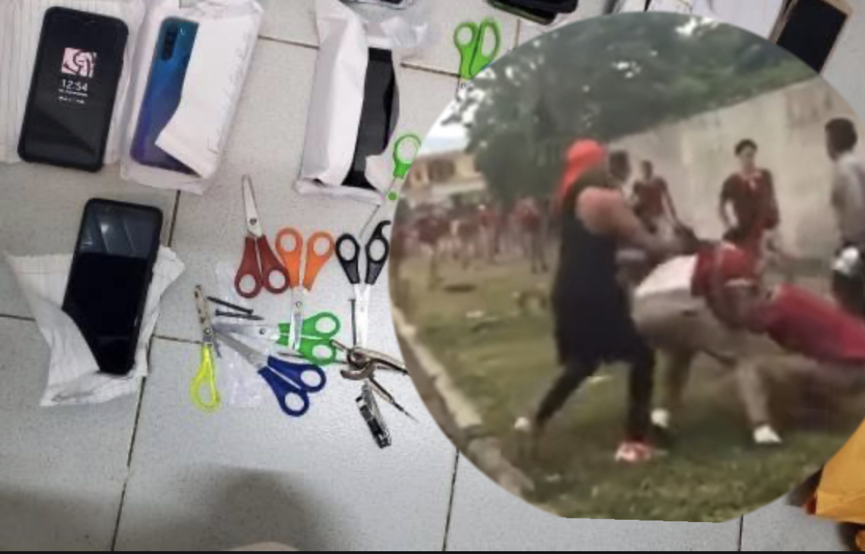 Incautan preservativos, clavos, tijeras y celulares  en liceo de Bonao donde se armó tremenda pelea