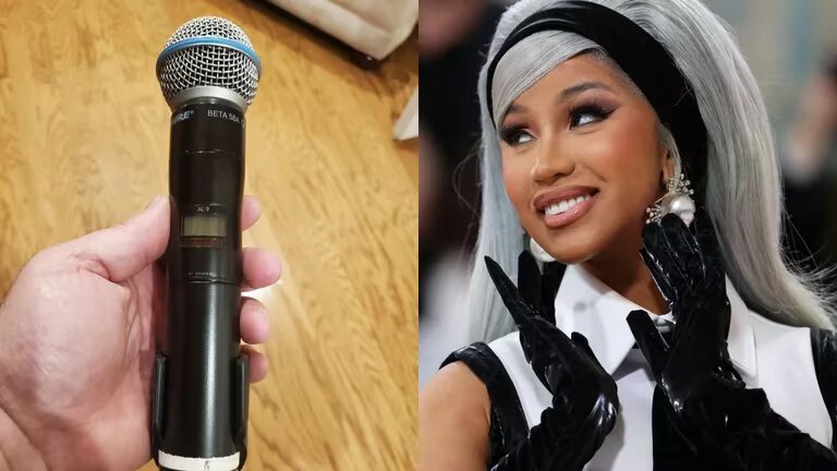 Subastan un micrófono que lanzó Cardi B a una fanática y ya alcanza un precio sideral