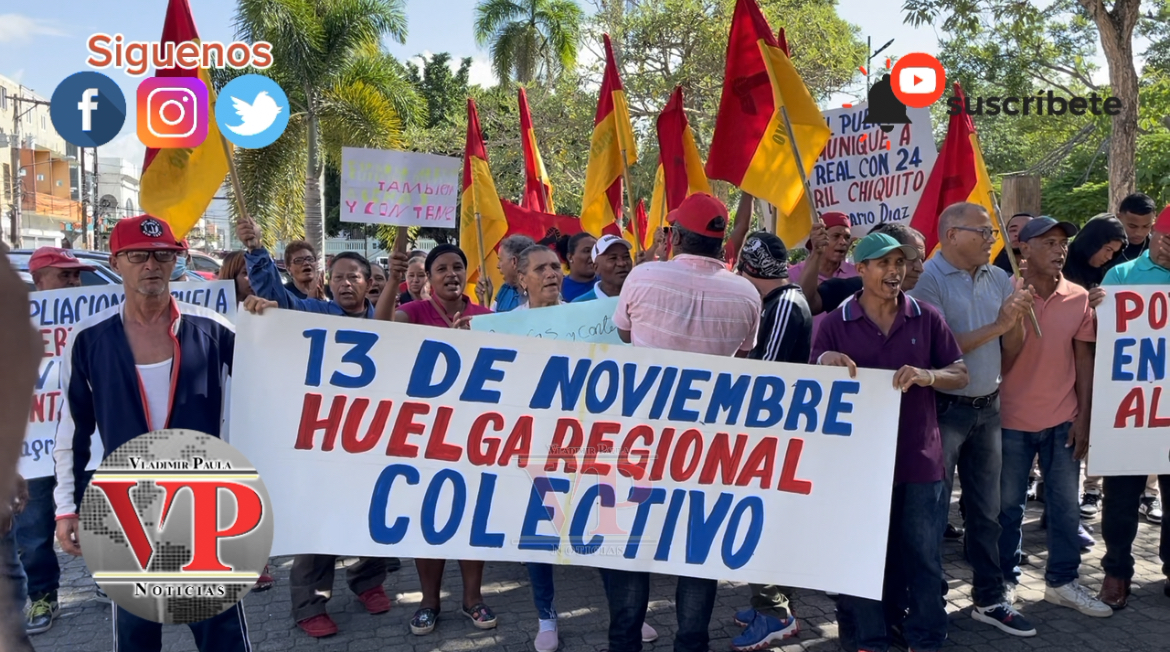 Colectivo piquetea gobernación de la provincia Duarte y ratifica llamado a huelga regional