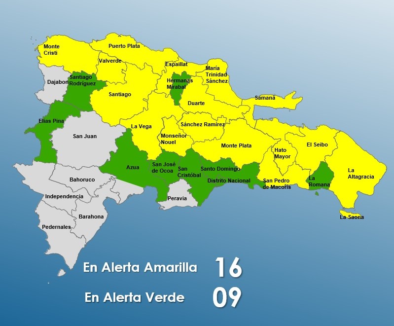 COE aumenta a 25 provincias en alerta