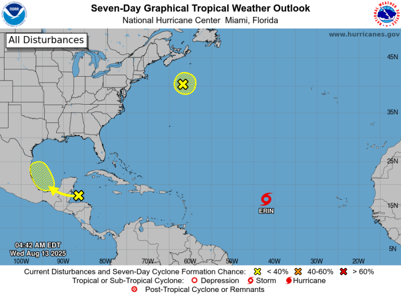 En las próximas horas la tormenta tropical Erin podría convertirse en huracán