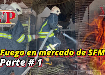 Voraz incendio destruye parte del mercado municipal de SFM