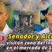 Senador Franklin Romero y alcalde Alex Díaz visitan zona afectada por incendio en el mercado municipal de SFM